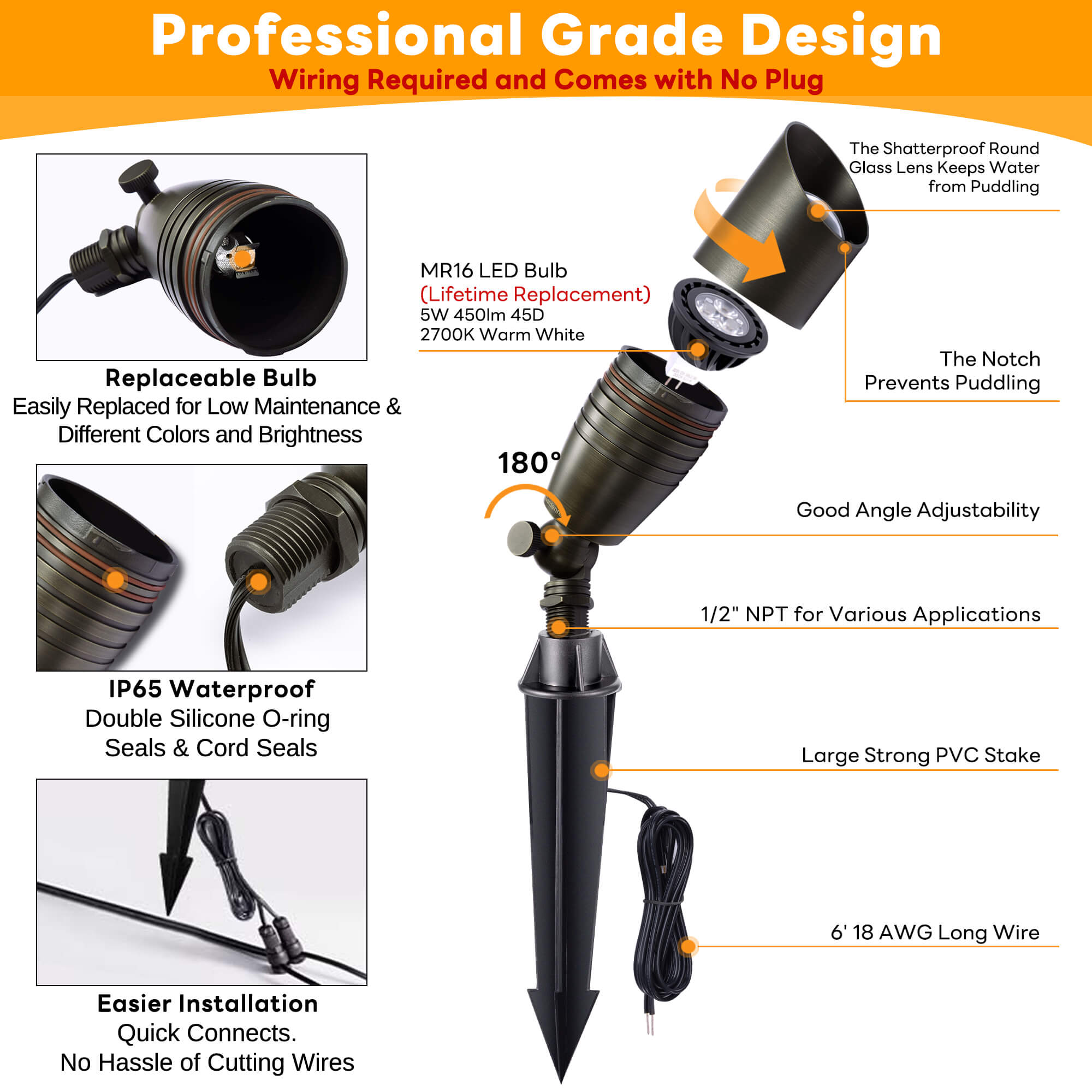 Gardenreet Solid Brass Landscape Spotlight 12V Bronze/Black/Copper (2105)