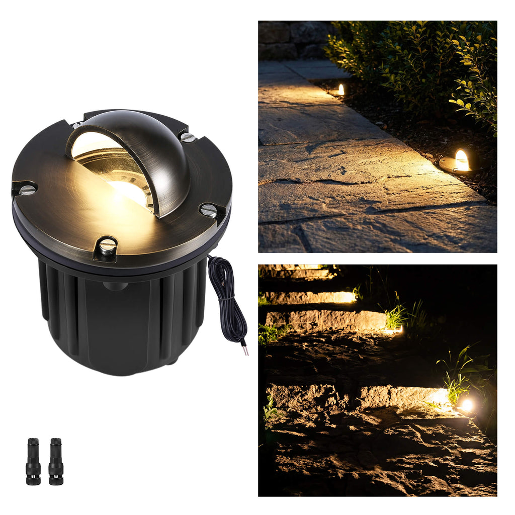 Gardenreet Brass Grated Top In-ground Well Lights, Low Voltage