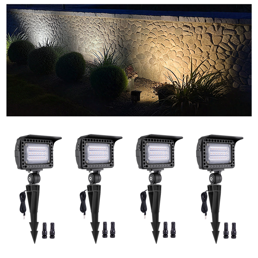 Gardenreet Landscape Flood Light - Low Voltage LED Wall Wash Light, 5/10/15/20W & Warm White Daylight White Adjustable, 12V Outdoor Aluminum Waterproof Brown Wide Angle Lighting for Tree Wall Yard (2507C)
