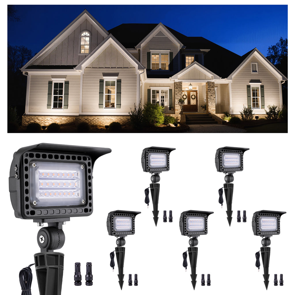 Gardenreet Landscape Flood Light - Low Voltage LED Wall Wash Light, 5/10/15/20W & Warm White Daylight White Adjustable, 12V Outdoor Aluminum Waterproof Brown Wide Angle Lighting for Tree Wall Yard (2507C)
