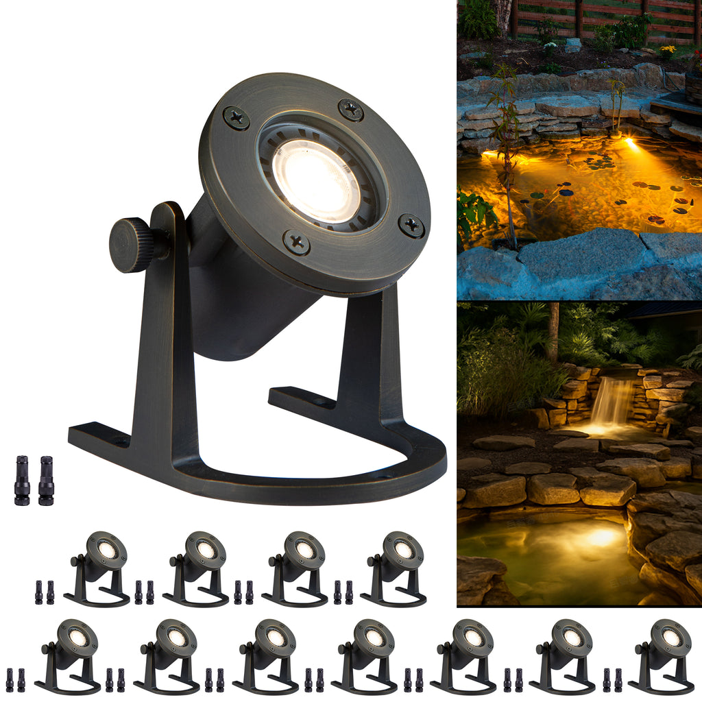 Gardenreet Cast Brass LED Underwater Pond Light for Submersible,Waterfall,Pool,Fountain (2801)