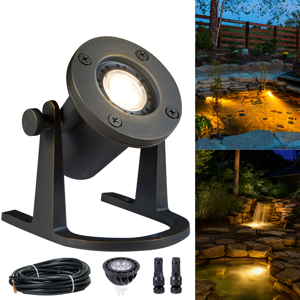 Gardenreet Cast Brass LED Underwater Pond Light for Submersible,Waterfall,Pool,Fountain (2801)