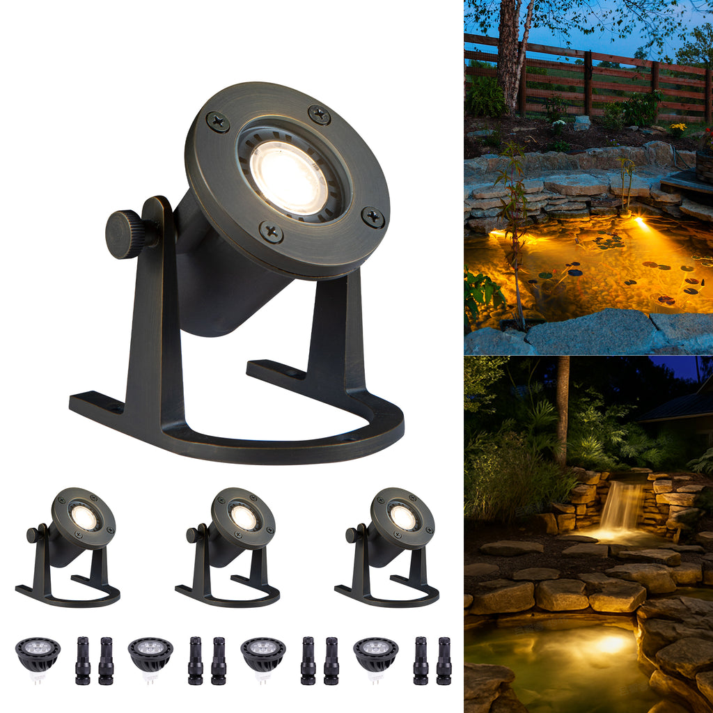 Gardenreet Cast Brass LED Underwater Pond Light for Submersible,Waterfall,Pool,Fountain (2801)