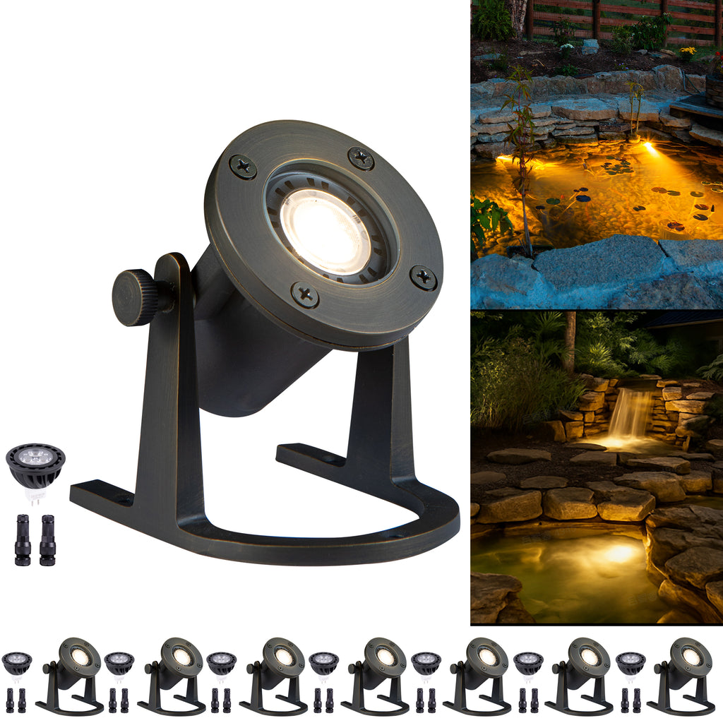 Gardenreet Cast Brass LED Underwater Pond Light for Submersible,Waterfall,Pool,Fountain (2801)