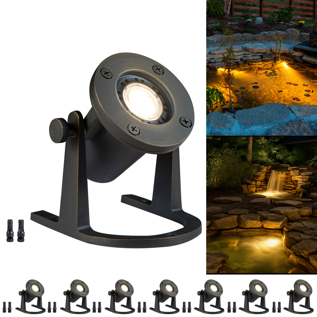 Gardenreet Cast Brass LED Underwater Pond Light for Submersible,Waterfall,Pool,Fountain (2801)