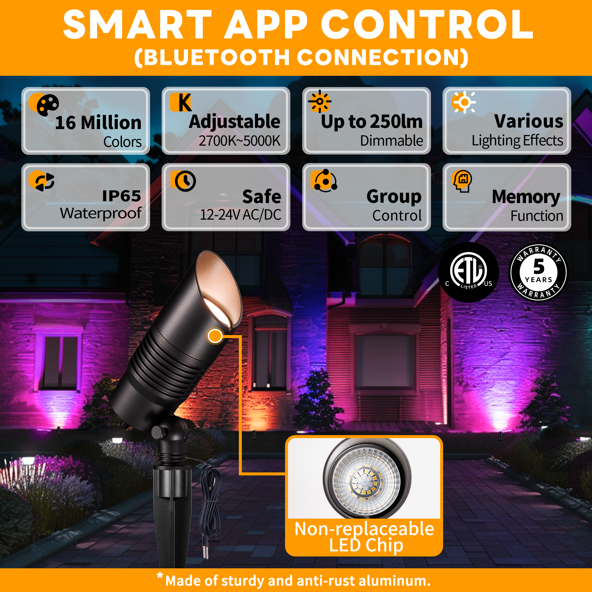 12V Low Voltage Smart Landscape Spotlight | Uplight - Gardenreet