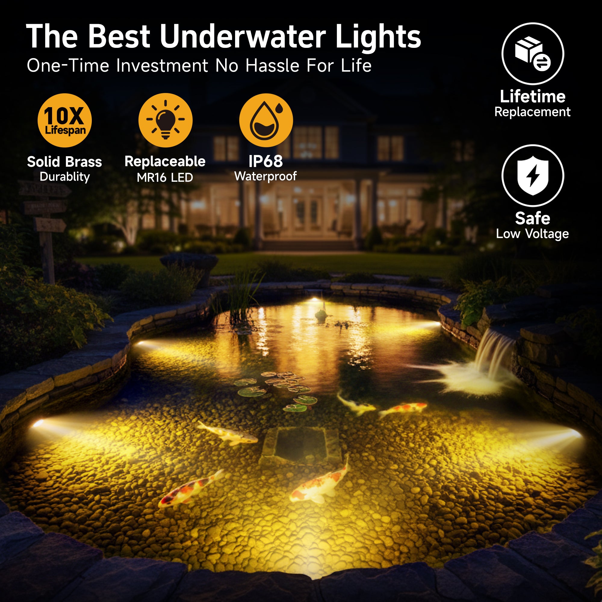 Hampton Bay Low-Voltage Submersible LED Pond Light – Adjustable Underwater Lighting For Water Features & Fountains