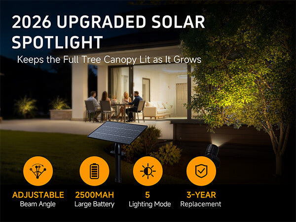 Outdoor Solar Spotlights, Adjustable Beam Focus, Separate Panel, LED Warm White & Daylight Selectable - Hero Mobile 1