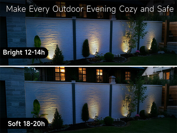 Outdoor Solar Spotlights, Adjustable Beam Focus, Separate Panel, LED Warm White & Daylight Selectable - Application Mobile 2