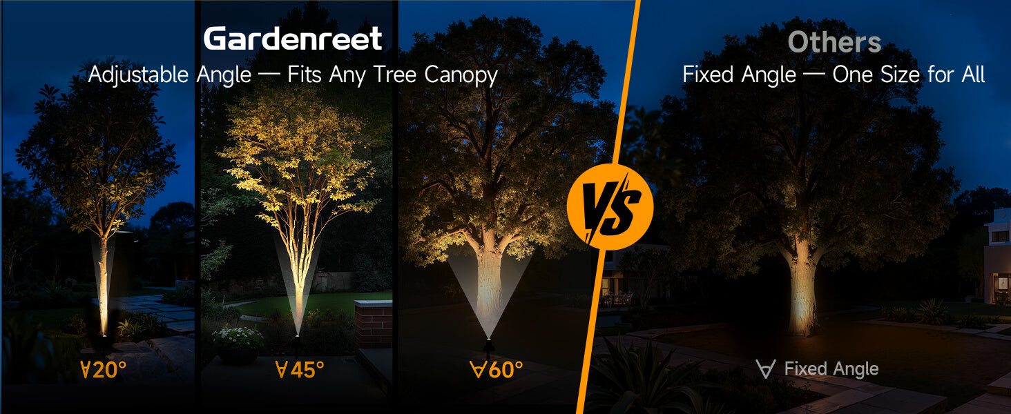Outdoor Solar Spotlights, Adjustable Beam Focus, Separate Panel, LED Warm White & Daylight Selectable - Comparison Desktop 2