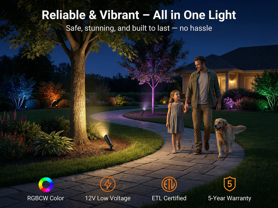 Gardenreet RGBCW Aluminum Spotlight - Lamp Ready 12V Smart Low Voltage LED 2700K-6500K with App & Remote Control (9106) - Hero Mobile 1