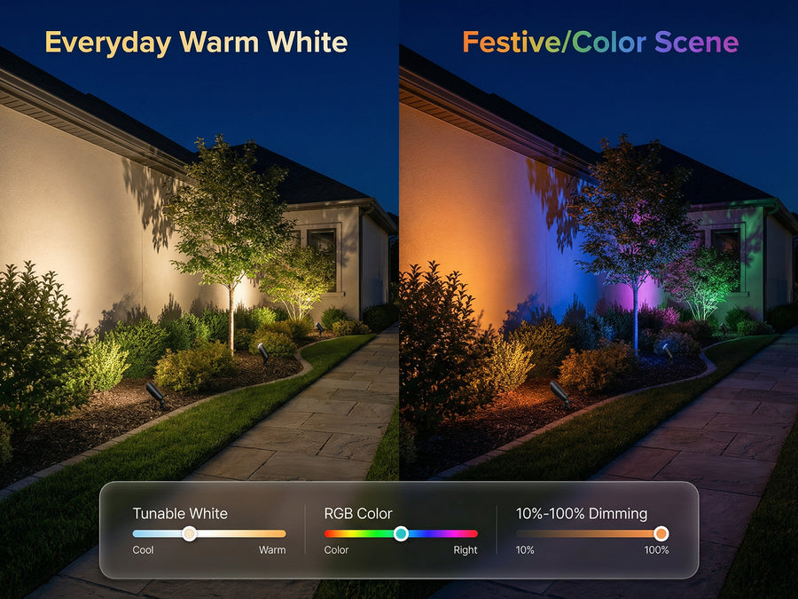 Gardenreet RGBCW Aluminum Spotlight - Lamp Ready 12V Smart Low Voltage LED 2700K-6500K with App & Remote Control (9106) - Features Mobile 1