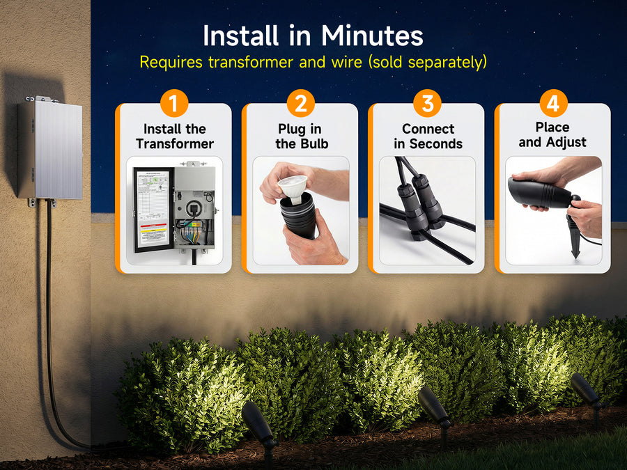Gardenreet RGBCW Aluminum Spotlight - Lamp Ready 12V Smart Low Voltage LED 2700K-6500K with App & Remote Control (9106) - Package Install QA Mobile 1