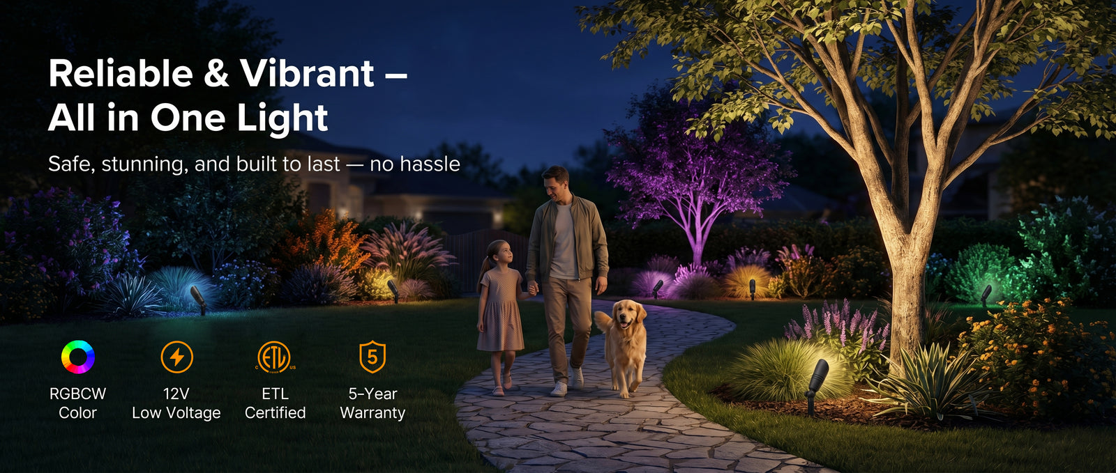 Gardenreet RGBCW Aluminum Spotlight - Lamp Ready 12V Smart Low Voltage LED 2700K-6500K with App & Remote Control (9106) - Hero Desktop 1