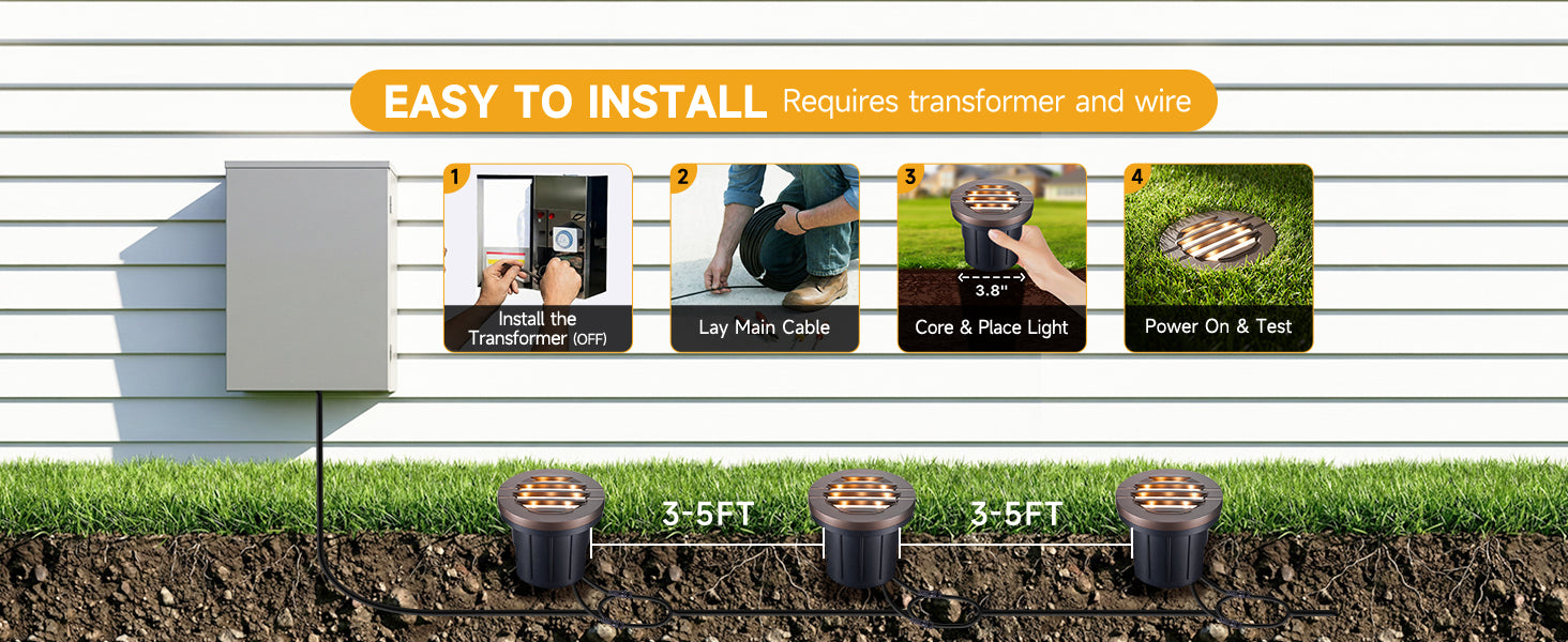 Gardenreet Low Voltage 12V LED In-ground Well Lights (Grated Top 9202) - Package Install QA Desktop 1