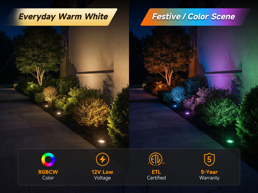 Gardenreet RGBCW Aluminum Well Light - Lamp Ready 12V Smart Low Voltage LED 2700K-6500K with App & Remote Control (Open Top 9207) - Hero Mobile 1