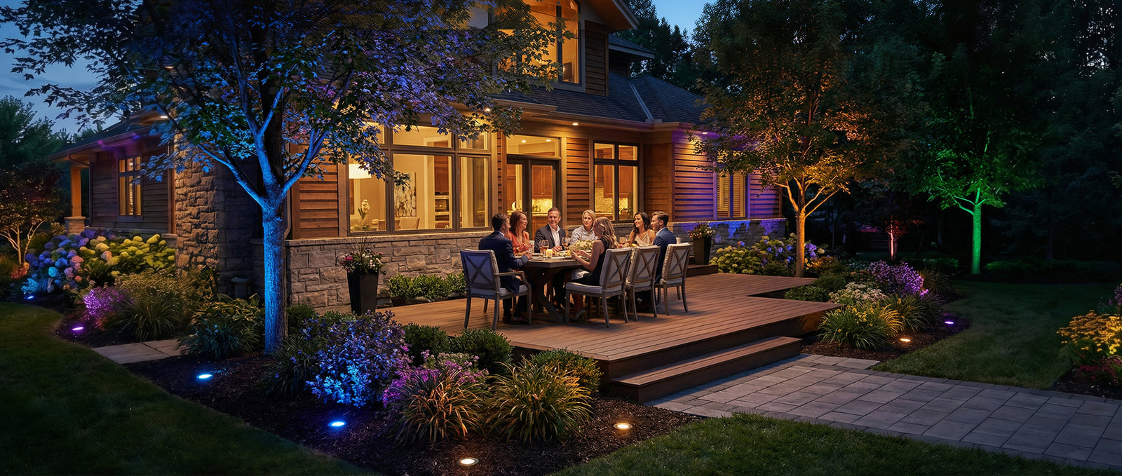 Gardenreet RGBCW Aluminum Well Light - Lamp Ready 12V Smart Low Voltage LED 2700K-6500K with App & Remote Control (Open Top 9207) - Application Desktop 3