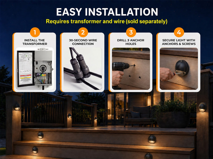 Gardenreet RGBCW Aluminum Deck Light - Lamp Ready 12V Smart Low Voltage LED 2700K-6500K with App & Remote Control (9304) - Package Install QA Mobile 2