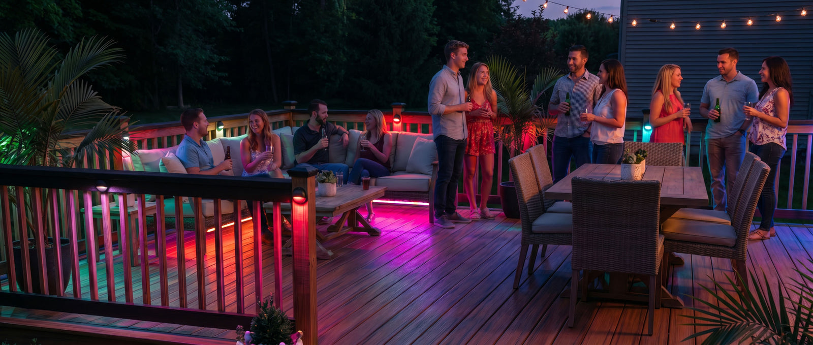 Gardenreet RGBCW Aluminum Deck Light - Lamp Ready 12V Smart Low Voltage LED 2700K-6500K with App & Remote Control (9304) - Application Desktop 3