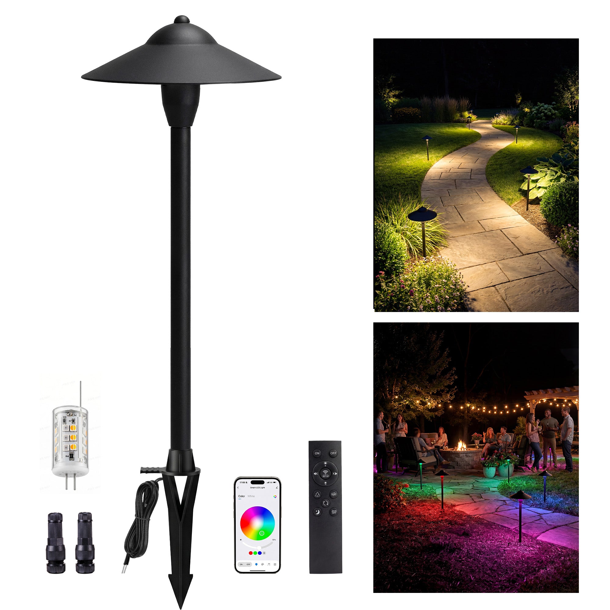 Gardenreet RGBCW Aluminum Path Light - Lamp Ready 12V Smart Low Voltag