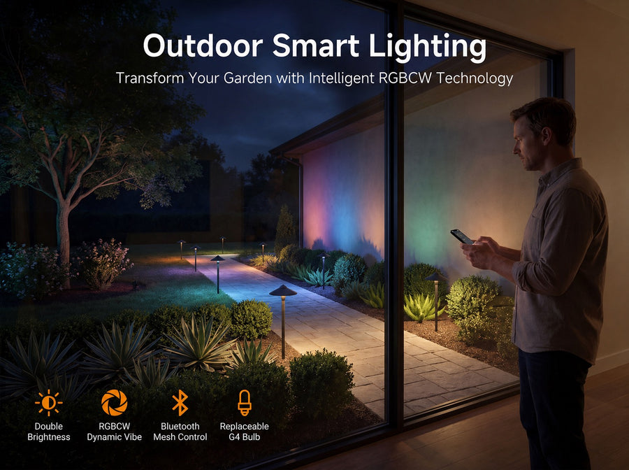 Gardenreet RGBCW Aluminum Path Light - Lamp Ready 12V Smart Low Voltage LED 2700K-6500K with App & Remote Control (9407) - Hero Mobile 1