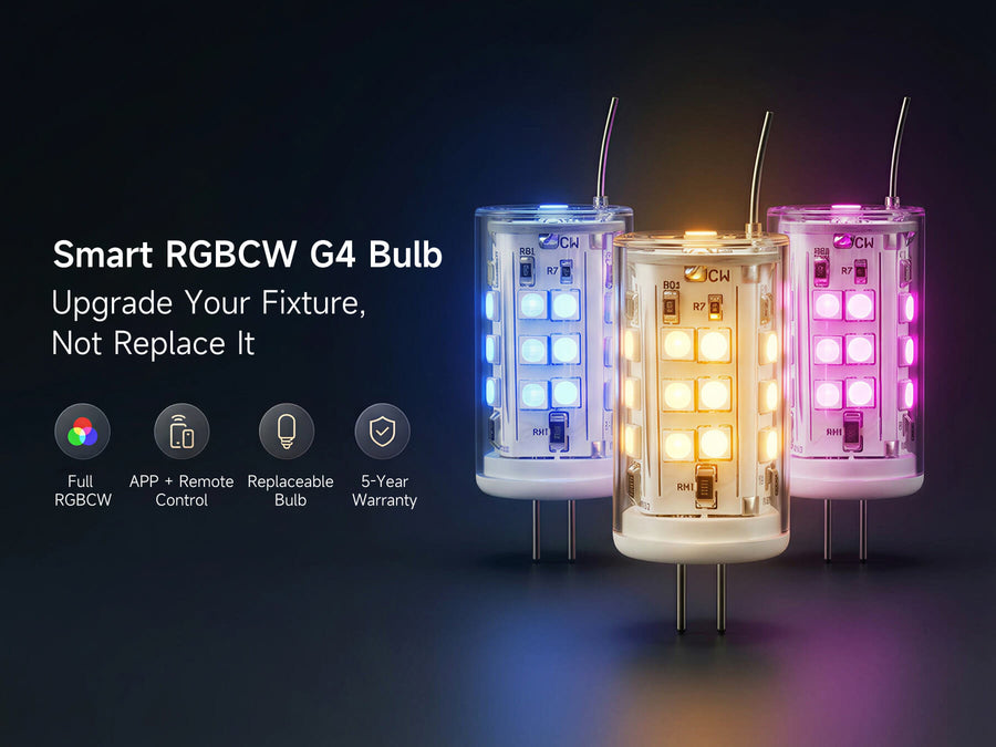 Gardenreet Smart RGBCW G4 LED Bulbs 2 Pack, 3W 270lm Warm White & RGB Color Changing, Landscape Light Bulbs - Hero Mobile 1