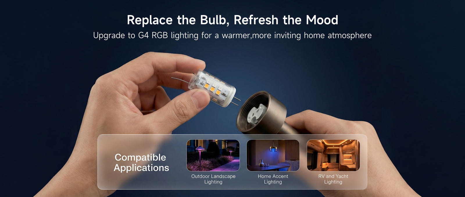 Gardenreet Smart RGBCW G4 LED Bulbs 2 Pack, 3W 270lm Warm White & RGB Color Changing, Landscape Light Bulbs - Package Install QA Desktop 2