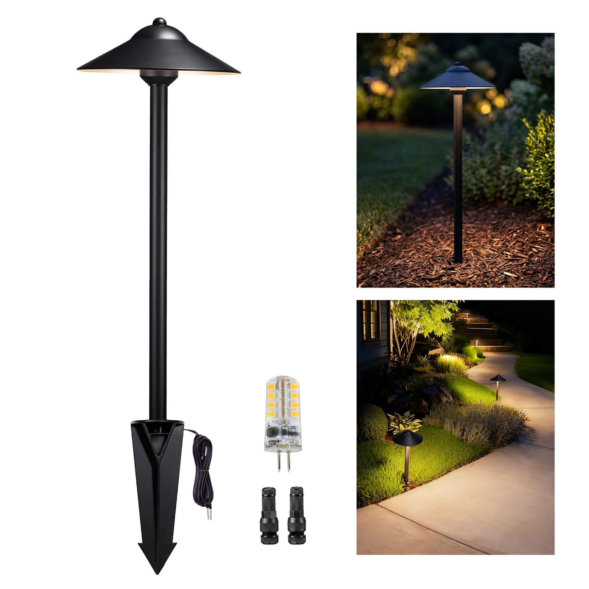 Gardenreet Black Low Voltage Brass Path Light Extra-Wide Illumination Range (9