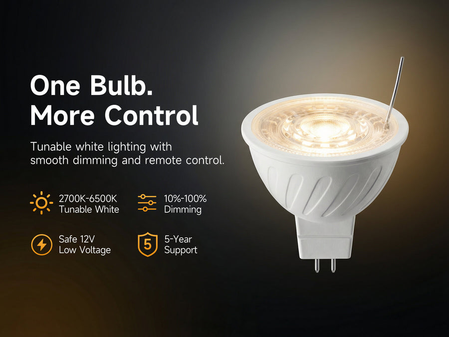 Gardenreet Tunable MR16 LED Bulbs 6 Pack, 5W 450lm 2700K~6500K Adjustable Color Temperature, Landscape Light Bulbs - Hero Mobile 1