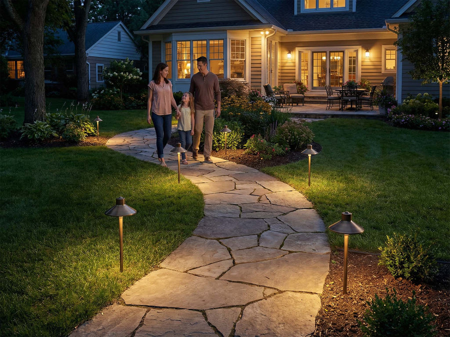 Gardenreet RGBCW Brass Path Light 2 Pack - Lamp Ready 12V Smart Low Voltage LED 2700K-6500K with App & Remote Control (Hat 2408) - Application Mobile 1