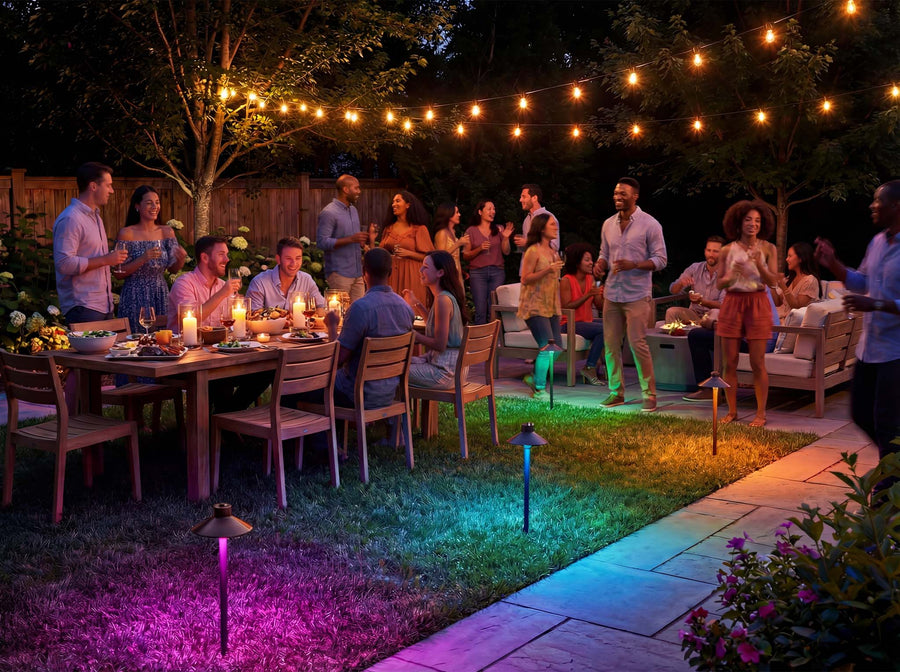 Gardenreet RGBCW Brass Path Light 2 Pack - Lamp Ready 12V Smart Low Voltage LED 2700K-6500K with App & Remote Control (Hat 2408) - Application Mobile 4