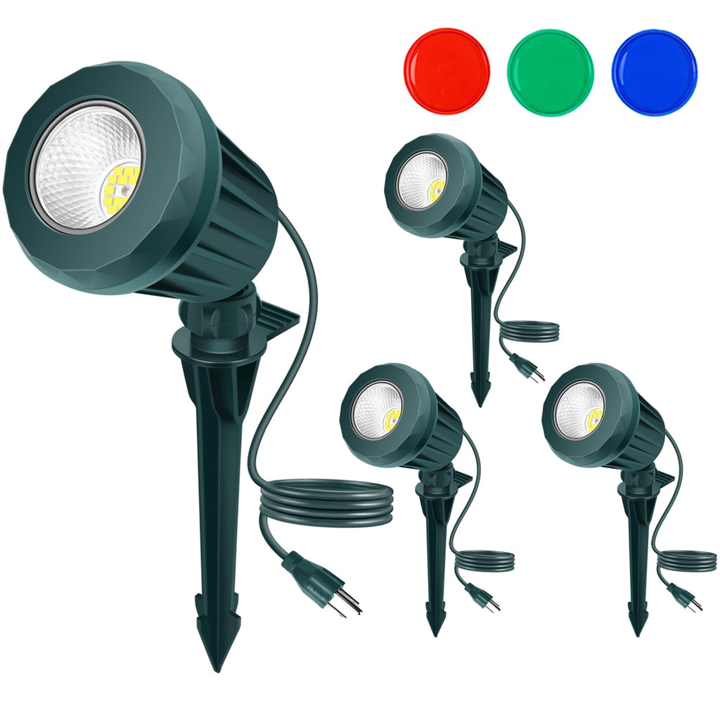 Christmas Spotlight Outdoor, 2700K Warm White RGB LED Landscape Spot Lights, IP67 Plug-in for Yard & Garden Decor