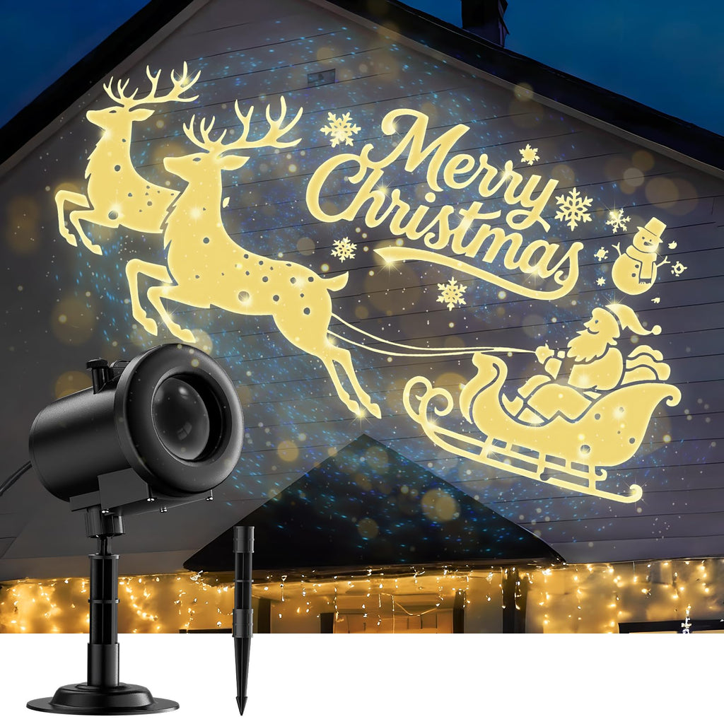 12 in 1 Christmas Projector Lights Outdoor,3D Dynamic Christmas Decorations,Clearer Santa Sleigh/Nativity/Green Monster/Ghost HD Patterns Holiday Lights,Waterproof for Window Wall Yard Holiday Decor