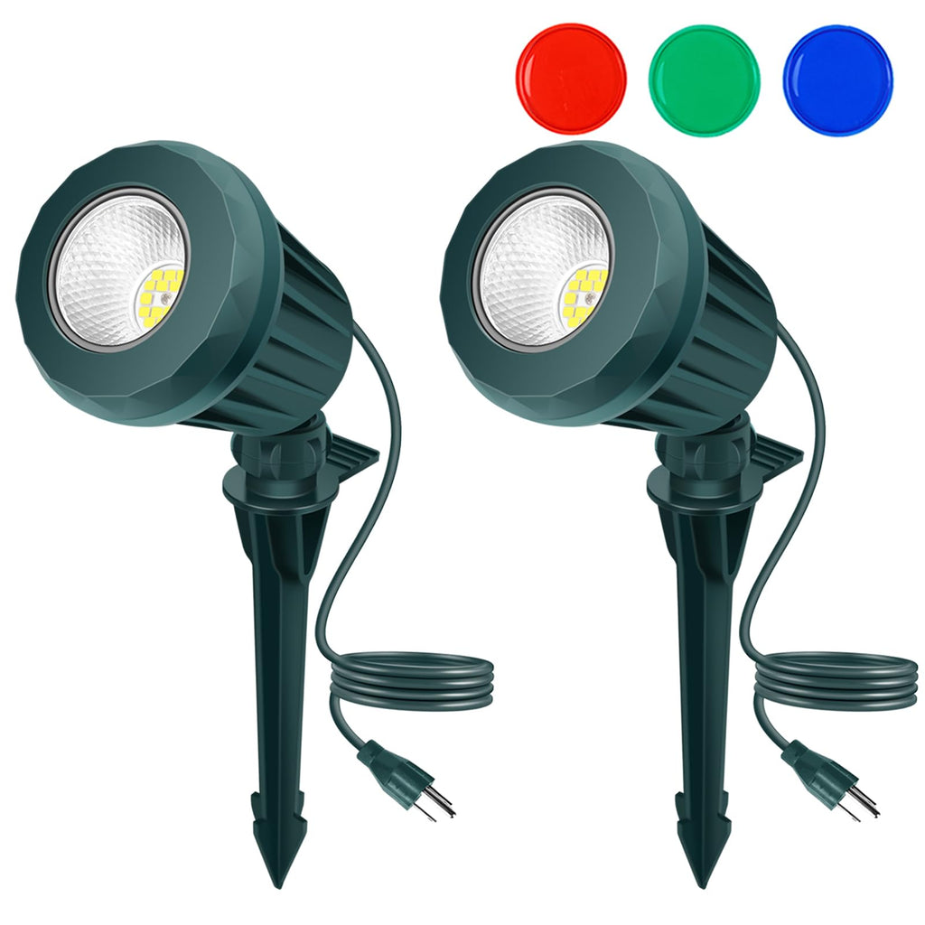 Christmas Spotlight Outdoor, 2700K Warm White RGB LED Landscape Spot Lights, IP67 Plug-in for Yard & Garden Decor
