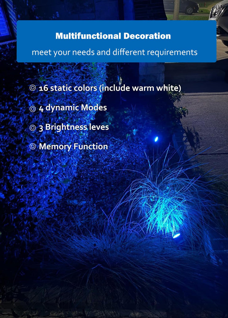 Christmas Spotlight Outdoor, 12W RGBW LED Spot Lights with 16 Color Changing, IP65 Waterproof 120V Plug-in Landscape Lighting with Remote
