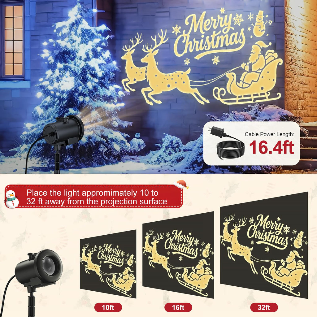 12 in 1 Christmas Projector Lights Outdoor,3D Dynamic Christmas Decorations,Clearer Santa Sleigh/Nativity/Green Monster/Ghost HD Patterns Holiday Lights,Waterproof for Window Wall Yard Holiday Decor