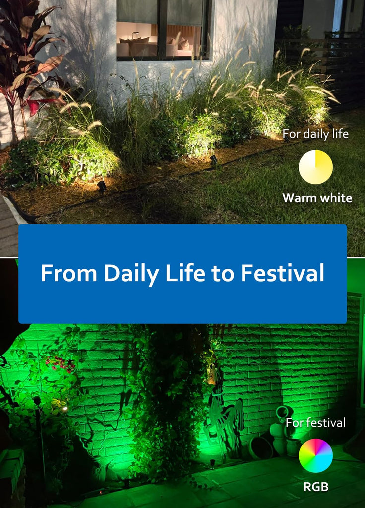 Christmas Spotlight Outdoor, 12W RGBW LED Spot Lights with 16 Color Changing, IP65 Waterproof 120V Plug-in Landscape Lighting with Remote