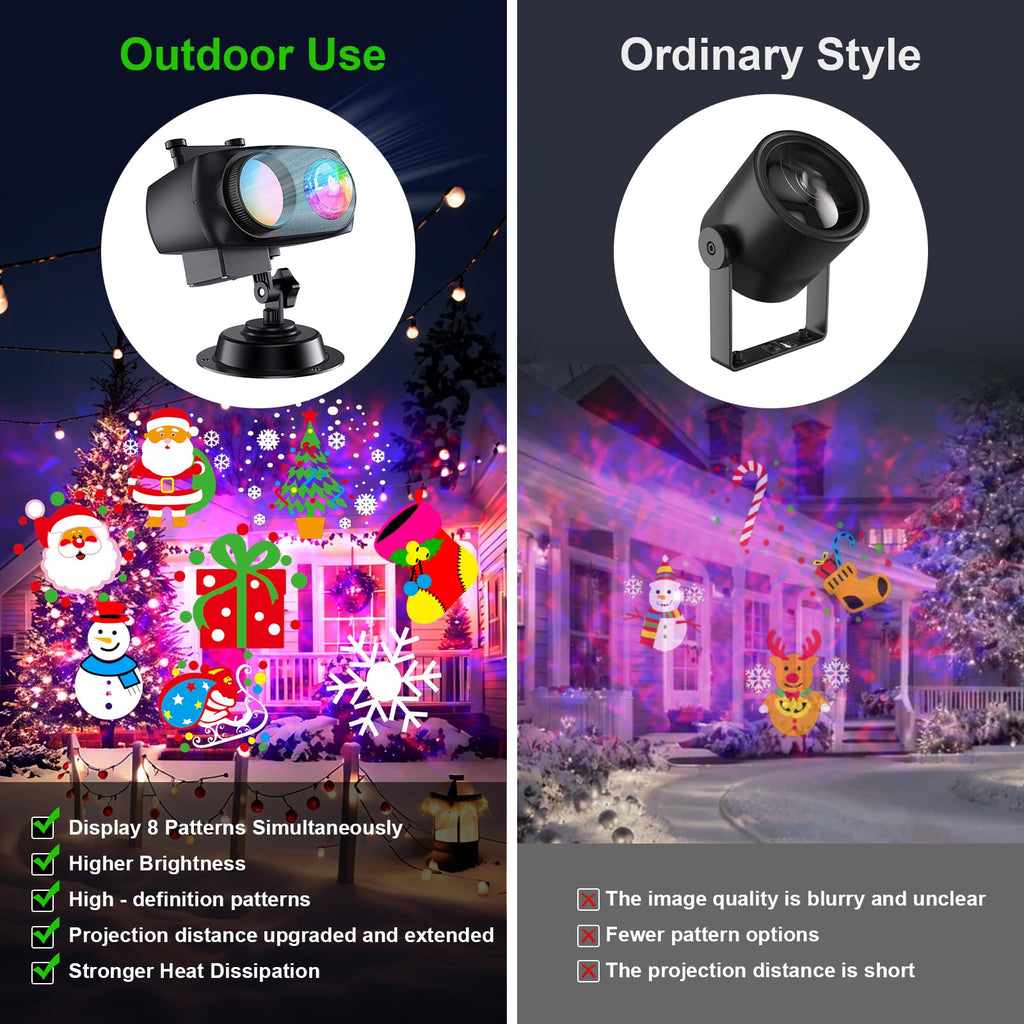2025 Upgrade Halloween Christmas Projector Lights Decorations, COOLWUFAN Outdoor Indoor Holiday Projector Lights with Remote and 20 HD Effects(3D Ocean Wave) for Xmas Halloween Party Yard Decor
