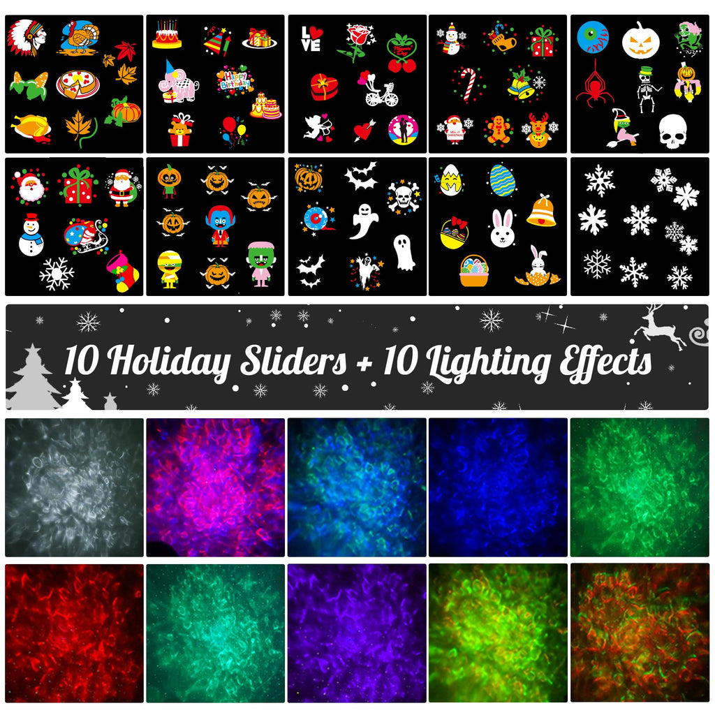 2025 Upgrade Halloween Christmas Projector Lights Decorations, COOLWUFAN Outdoor Indoor Holiday Projector Lights with Remote and 20 HD Effects(3D Ocean Wave) for Xmas Halloween Party Yard Decor
