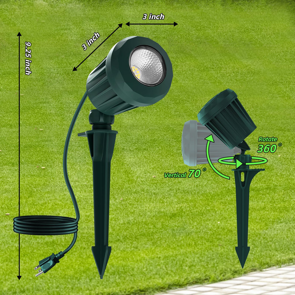 Christmas Spotlight Outdoor, 2700K Warm White RGB LED Landscape Spot Lights, IP67 Plug-in for Yard & Garden Decor