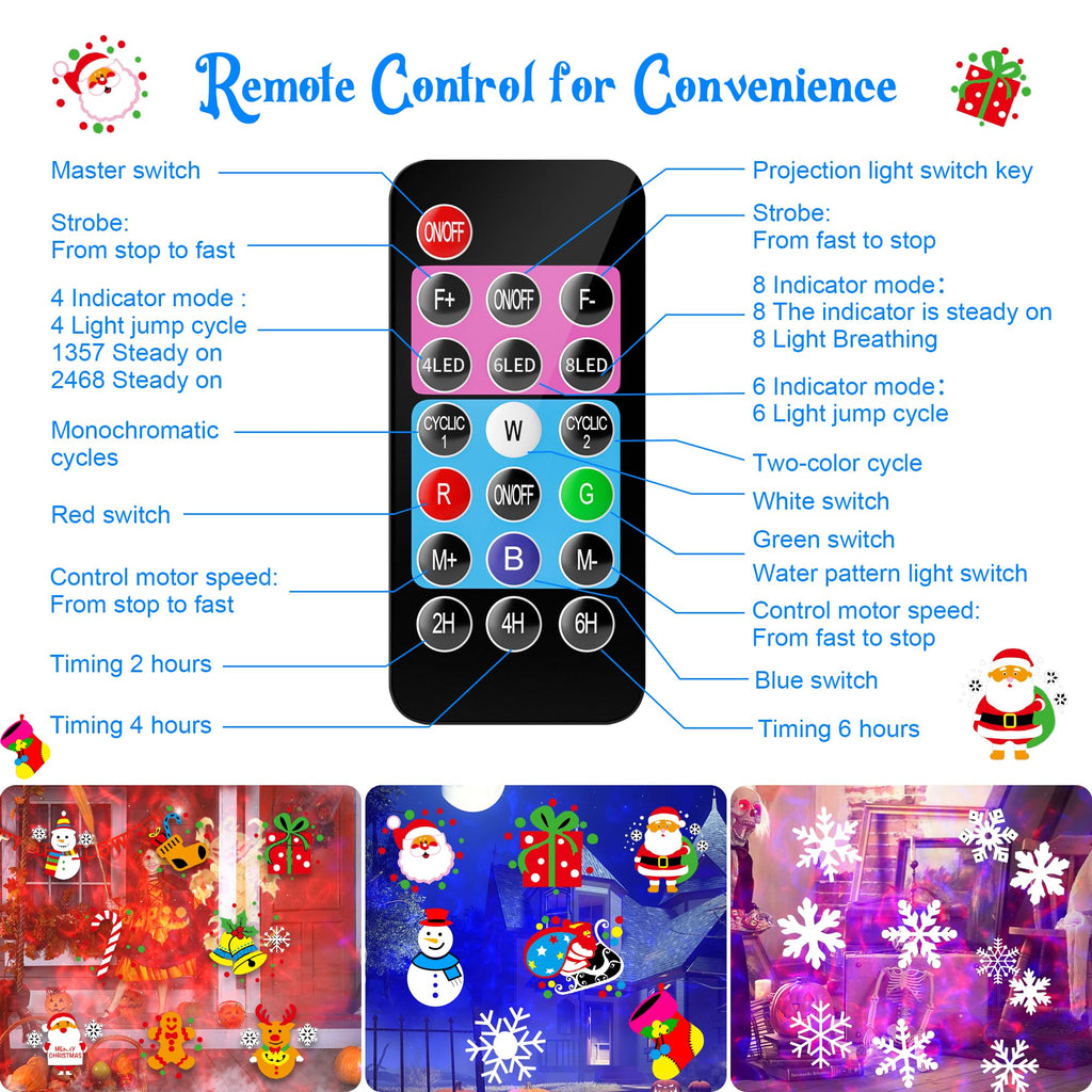 2025 Upgrade Halloween Christmas Projector Lights Decorations, COOLWUFAN Outdoor Indoor Holiday Projector Lights with Remote and 20 HD Effects(3D Ocean Wave) for Xmas Halloween Party Yard Decor
