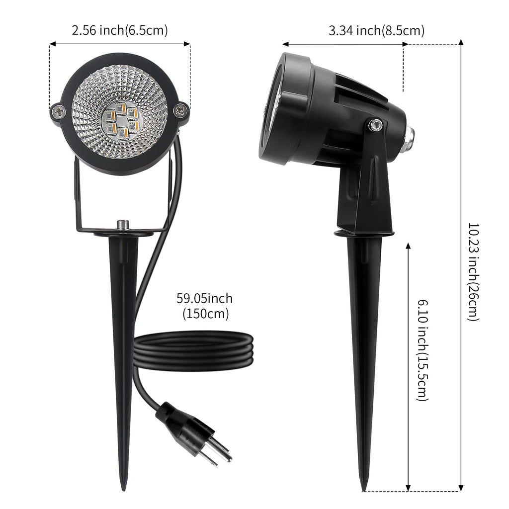 Christmas Spotlight Outdoor, 12W RGBW LED Spot Lights with 16 Color Changing, IP65 Waterproof 120V Plug-in Landscape Lighting with Remote