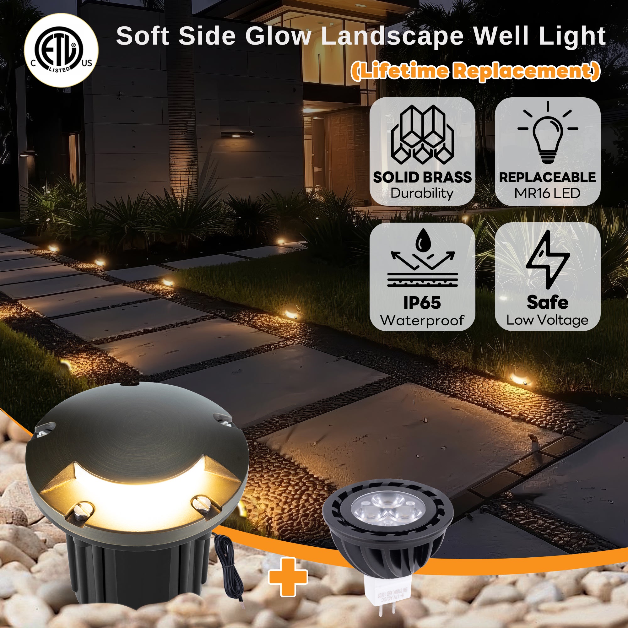 Brass In-Ground Well Light | One-Direction Turret – Gardenreet