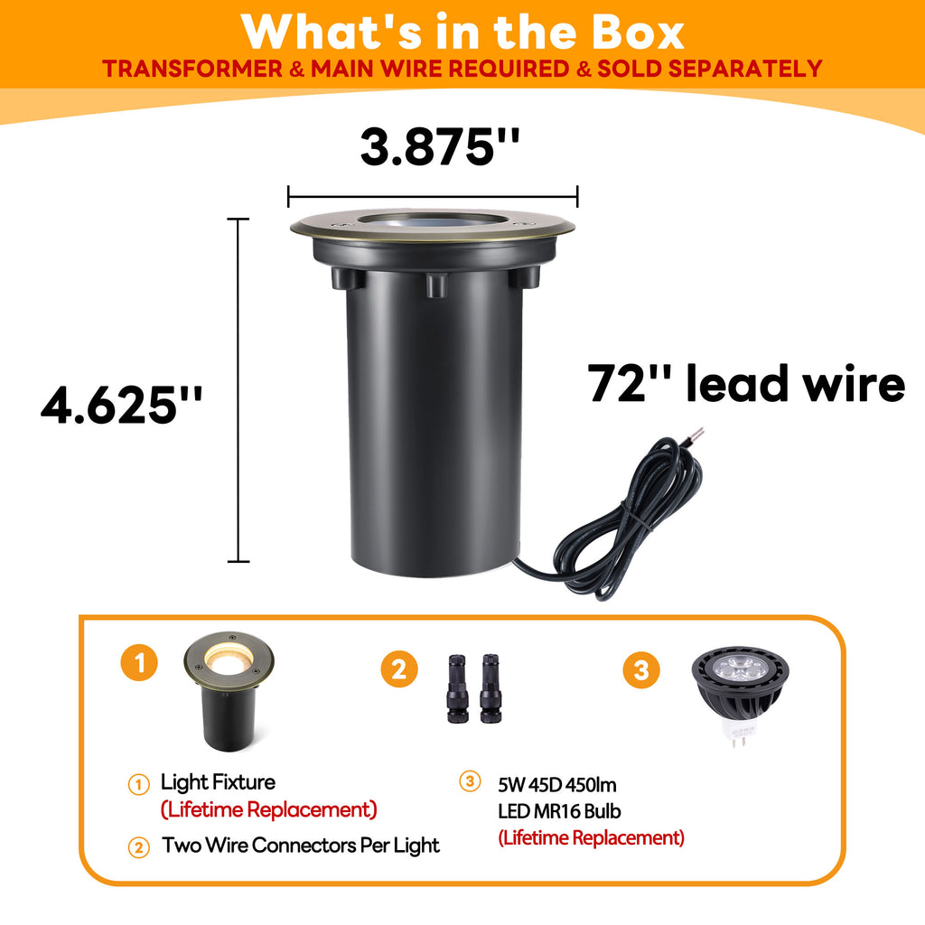Gardenreet Landscape Well Lights Brass, LED Low Voltage Outdoor In...