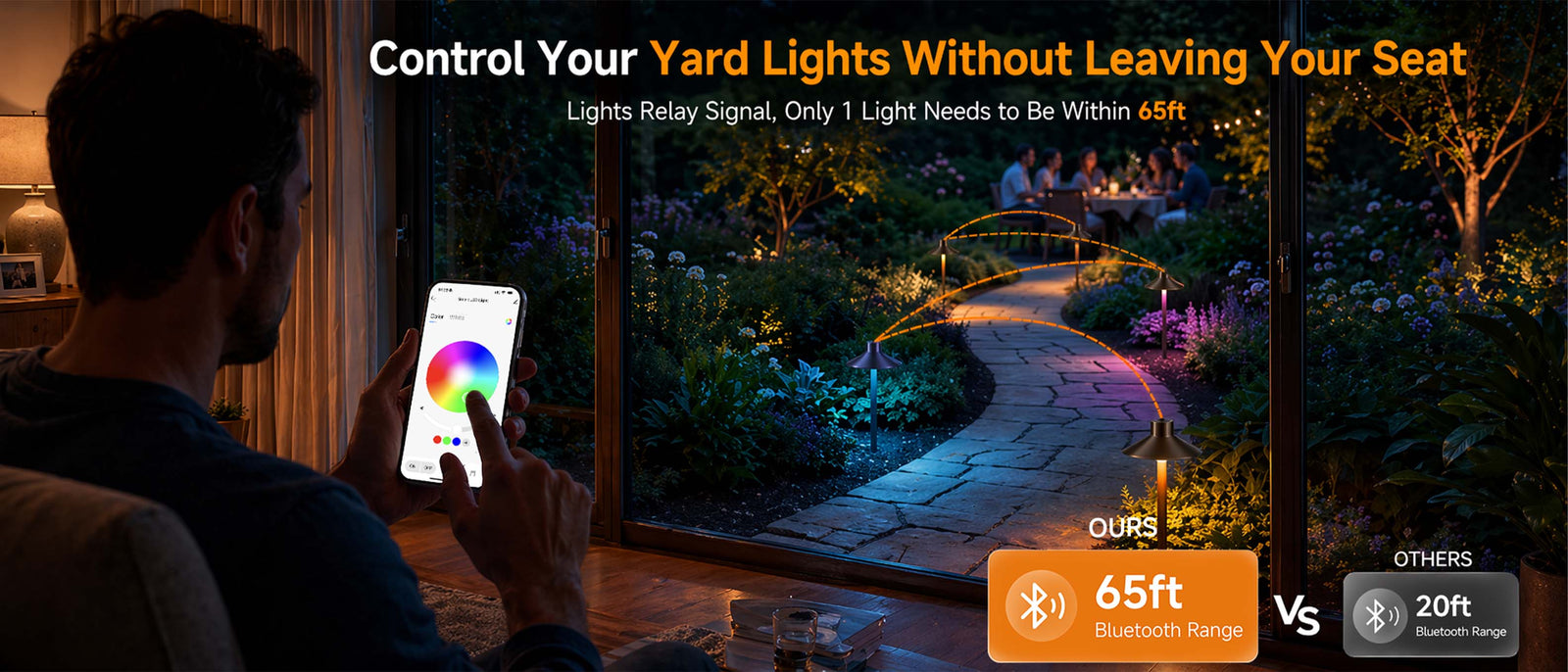 Gardenreet RGBCW Brass Path Light 2 Pack - Lamp Ready 12V Smart Low Voltage LED 2700K-6500K with App & Remote Control (Hat 2408) - Features Desktop 2