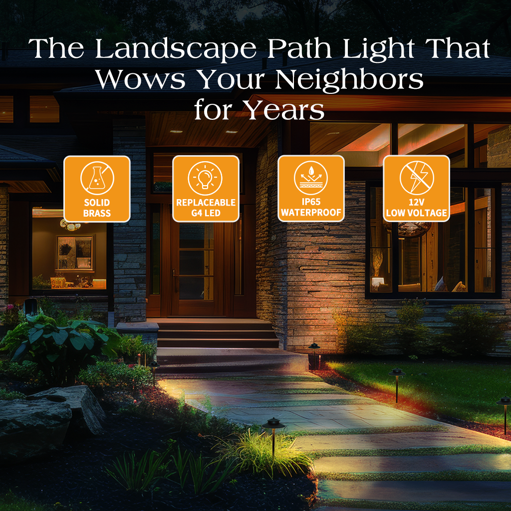 Led Garden Path Brass 12V Outdoor LED Landscape Path Lights - Gardenreet Lighting