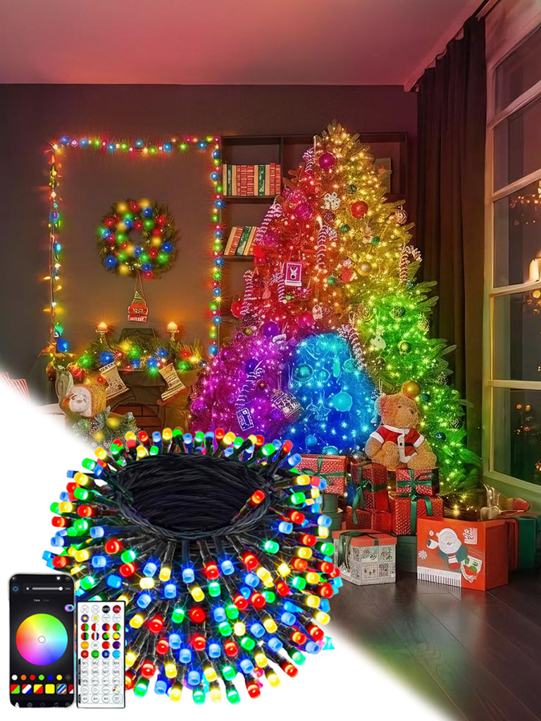 240LED Smart Color Changing Christmas Lights App Controlled, 95FT Waterproof RGB Twinkle String Light Music Sync Multiple Modes, Christmas Lights with Remote & Timer Indoor Outdoor Xmas Decorations 1 Pack