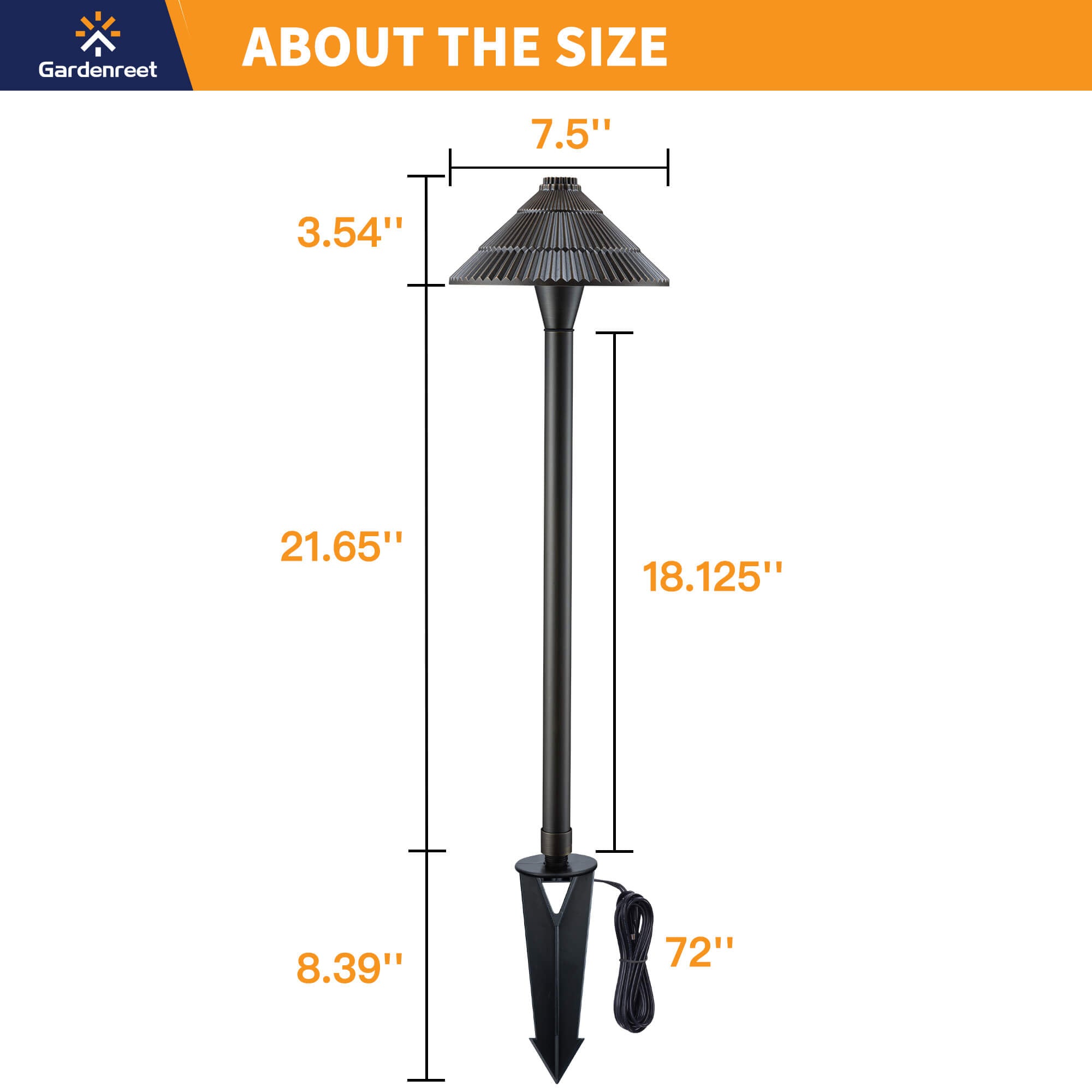 Gardenreet Brass Low Voltage Pathway Lights, 12V Outdoor LED Landscape Path Lights (Umbrella) for Walkway Driveway Garden Yard (2413), With 4000K Bulb