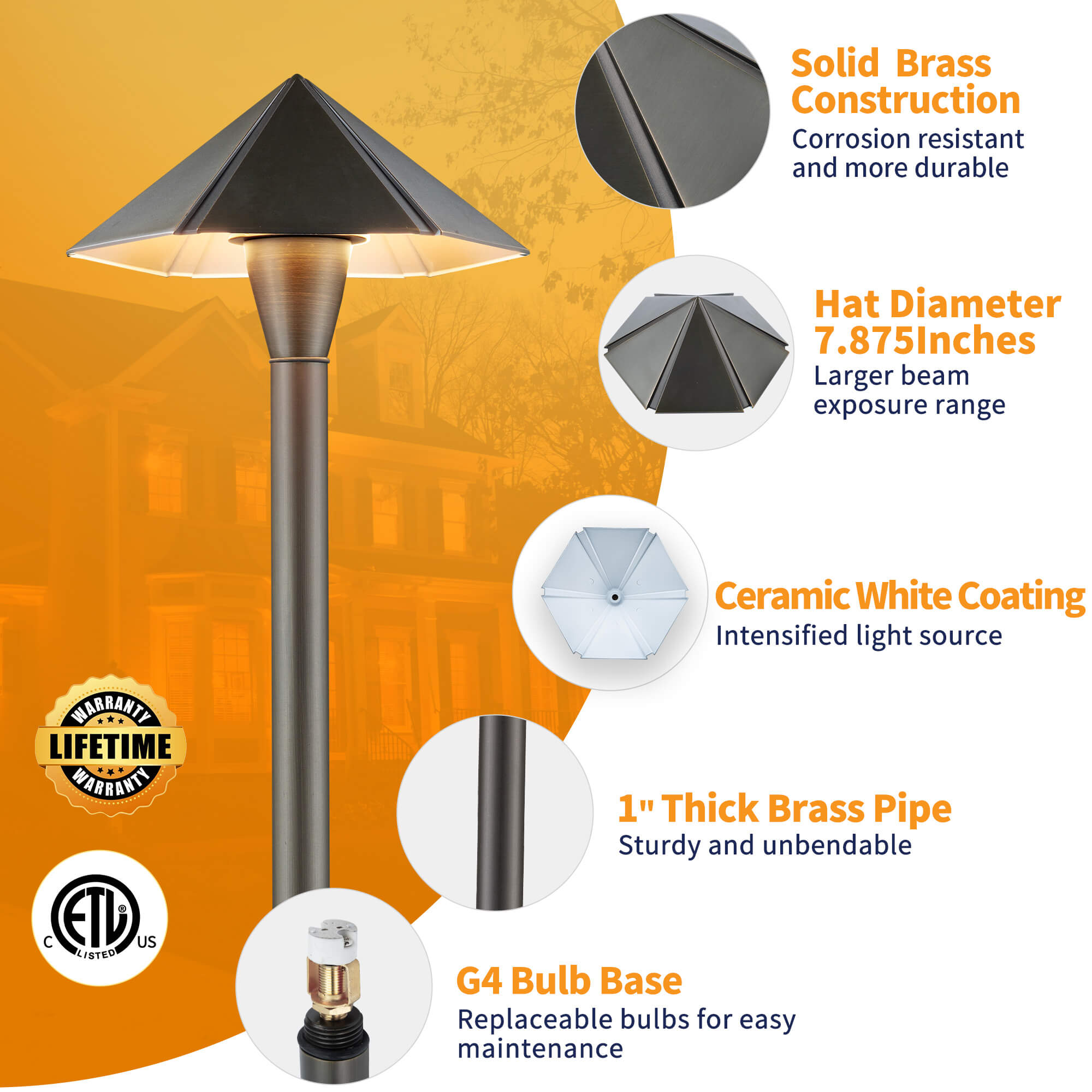 hampton bay patio umbrella warranty Gardenreet Brass Low Voltage Pathway Lights, 12V Outdoor LED Landscape Path Lights (Umbrella) for Walkway Driveway Garden Yard (2413), Without Bulb