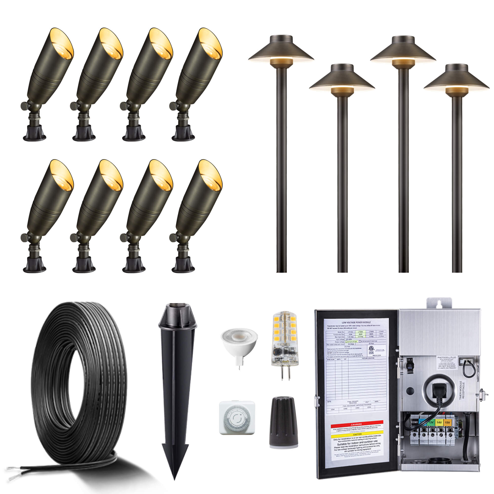 Garden Lights Volt VOLT 12V Brass Bronze LED Landscape Lighting Kit (8 Garden Lights Volt VOLT 12V Brass Bronze LED Landscape Lighting Kit (8